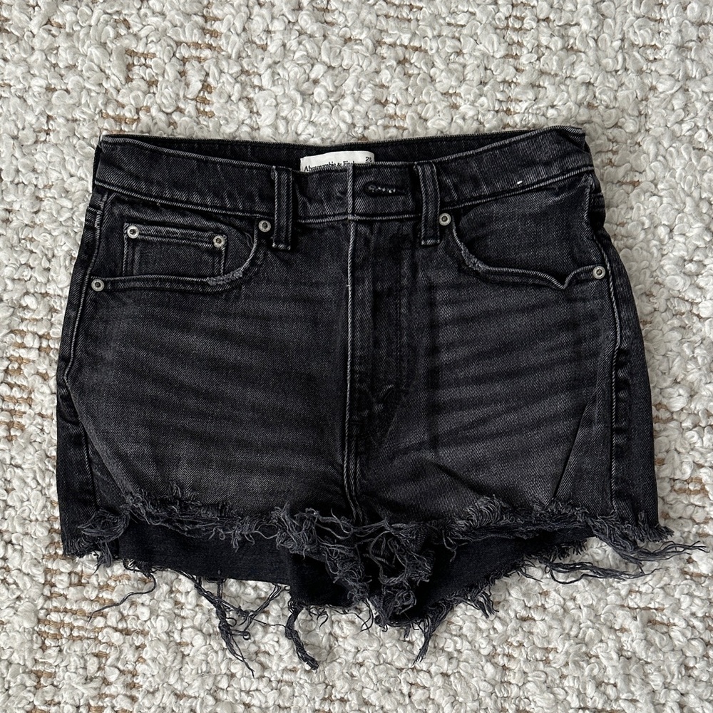 Abercrombie & Fitch Black Frayed Jean Shorts